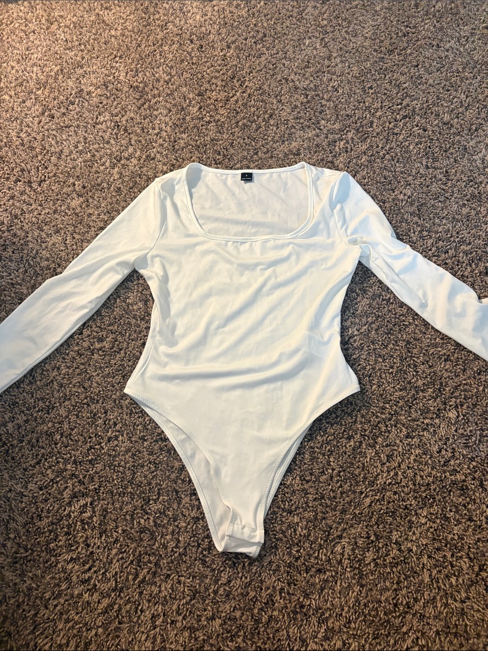 SHEIN White Long Sleeve Square Neck Bodysuit